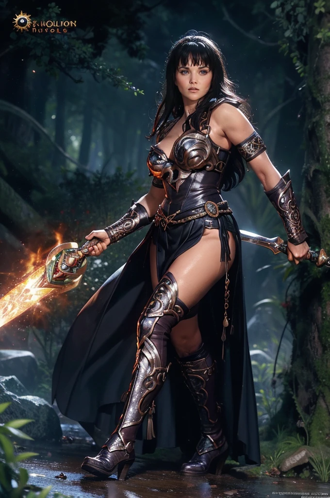 (((full body photo))) xena karorior princess,karorior,goddess,stark,Coraggioso,comely,determined,leather armour,elsword,battle,karo,mighty,ancestor,ferocious,nobleman,protective,defender,legendary,adventure,Mediterranean,lush vegetation,epic,audacious,mythical,mod,dark hair,intense gaze,stark-willed,karo cry,mysterious background,heroic,inspirational,full of action,mythical creatures,epic battles,mythical world,strengthening,fearless,karorior queen,Symbolic,universe of the gods,magical powers(swirly vibrant colors),legendary weapon,lustfull,ancestor ruins,Immortal Spirit,Eclipse solar,eclipse lunar,divine lineage