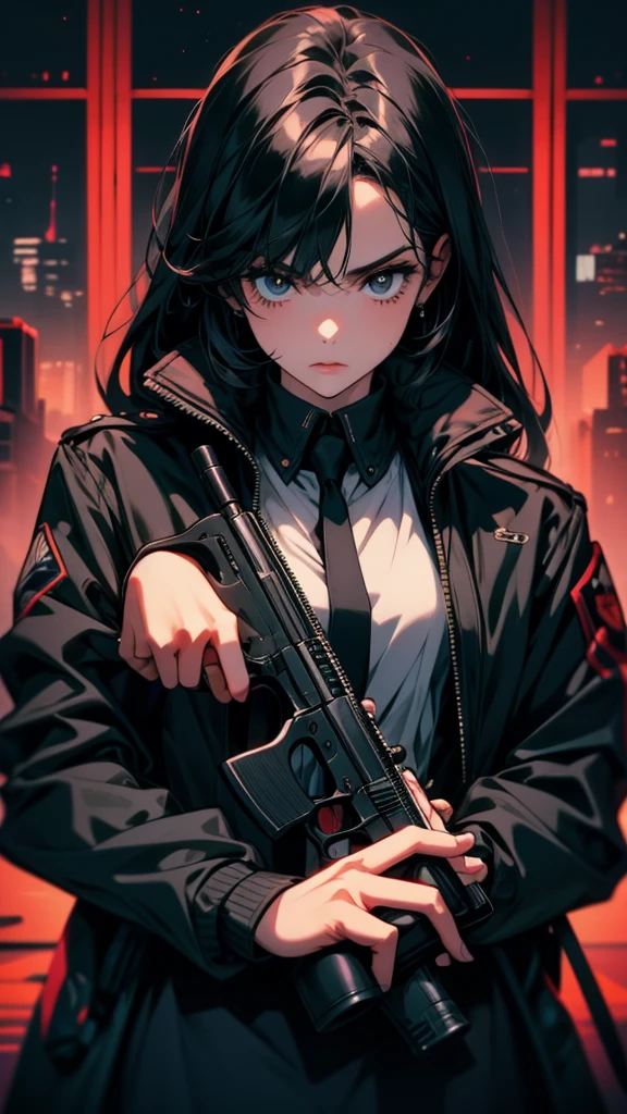 With a gun、Woman wearing a black jacket, from Girls&#39; Frontline, Girls&#39; Frontline style, Fine details. Girls&#39; Frontline, Girls&#39; Frontline cg, From Arknights, Girls&#39; Frontline, Automated Kidney, Girls&#39; Frontline universe, Amazing anime 8k, 2b nier automata, m4 sopmod ii Girls&#39; Frontline, Best anime 4k konachan wallpaper, 2b