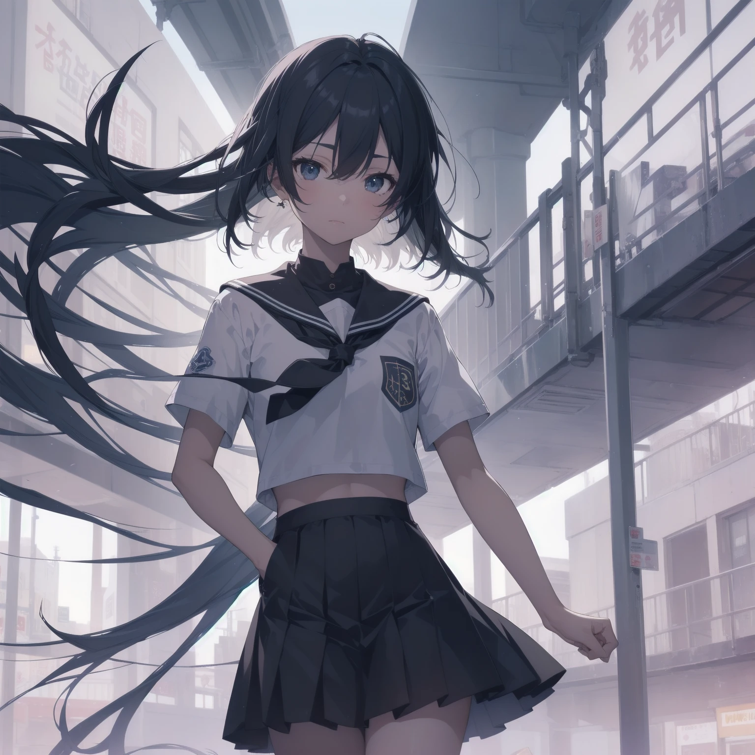 ultra-absurdres-Top quality by artist God, ultra-detailed, high resolution, anime moe artstyle, best anime 8k konachan wallpaper, pixiv contest winner, pool:2810, perfect anatomy,break, 1girl, (Please draw a girl walking sleepily to school alone. )break,(Solo,little female, 13-year-old:1.3),Full limbs, complete fingers,a junior high school student, (very short hair), short cut, flat chest, , small butt, small black eyes, beautiful detailed eyes, well-proportioned iris and pupils, expressive eyes, highres detailed hair, soft expression, salor school_uniform, sailor collar, serahuku, bow, pleated skirt,(Detailed Lighting), (Detailed background), in the School commute route. break,super detailed skin, Best cinematic lighting powered by famous artist, 8k,beauty illustration,photoshop_(medium),very aesthetic,break,((artist:toosaka_asagi )), artist:clamp ,artist:carnelian ,artist:kantoku ,