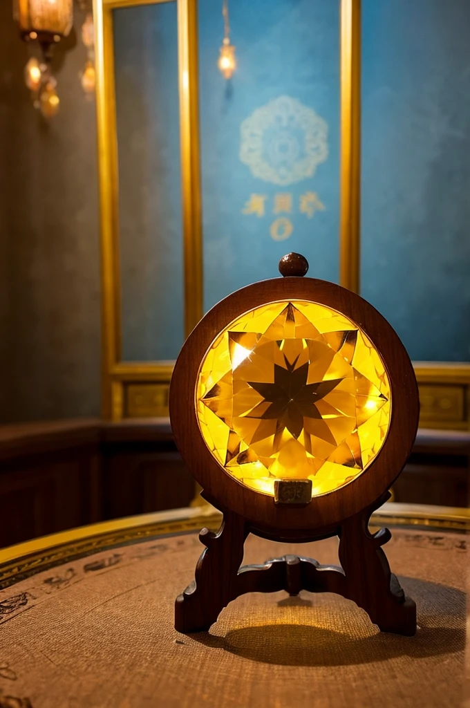 1 piece of citrine rough、Brilliant、The background is a table used for fortune telling.