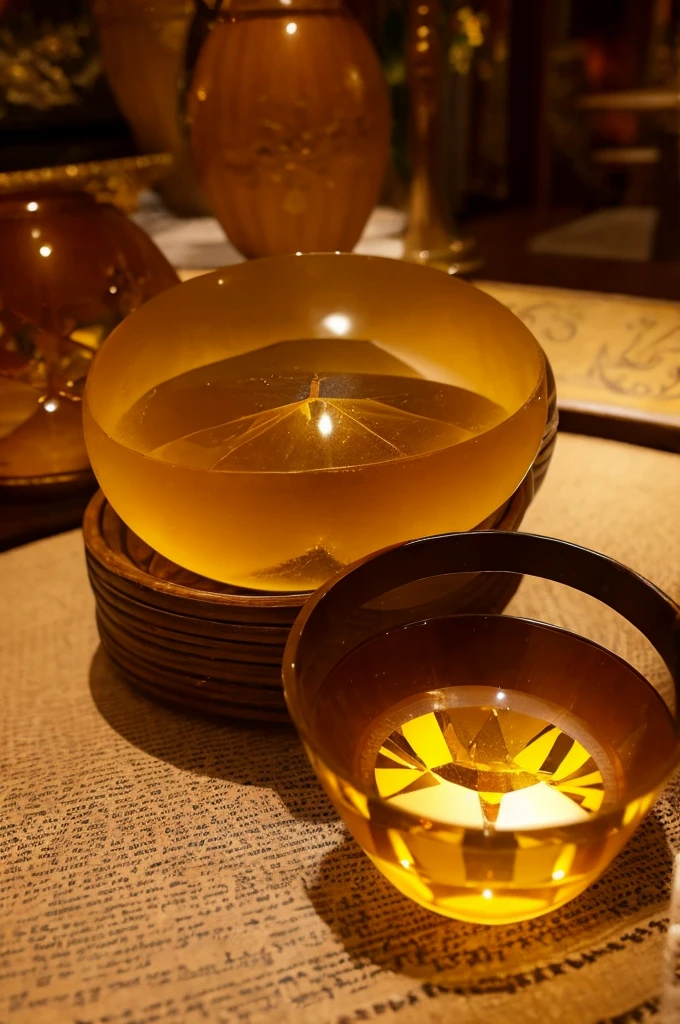 1 piece of citrine rough、Brilliant、The background is a table used for fortune telling.