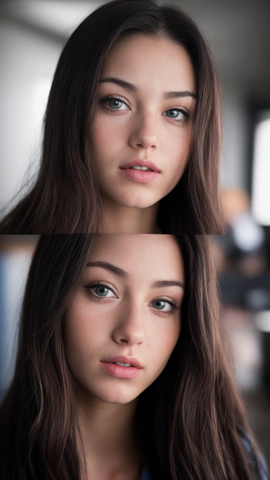 1 woman, (realist:1), Perfect eyes, Brown hair, by the wide, black eyes, happy, sexy pose, Whole body, model, Topless