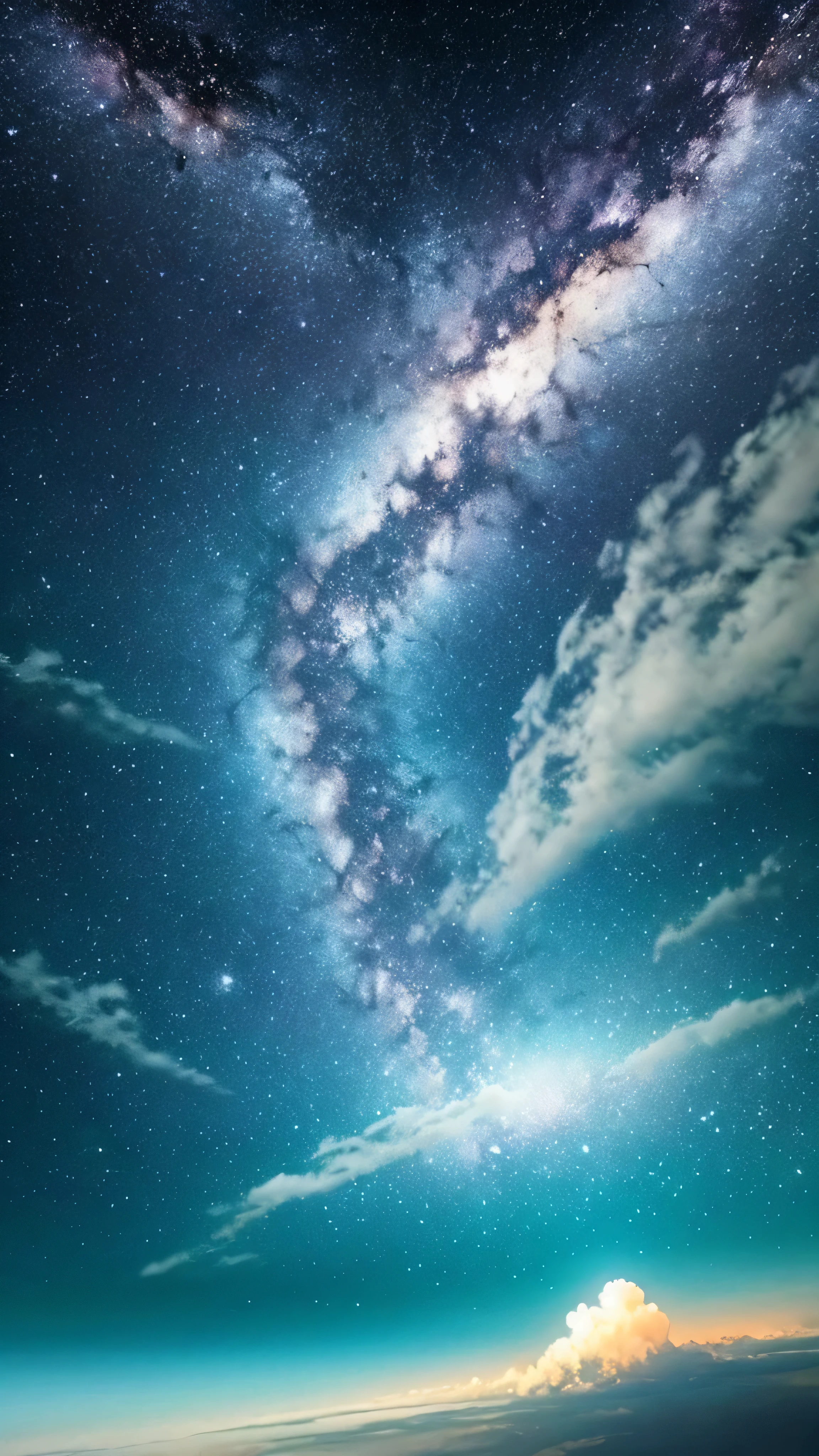 Painting of a night sky with clouds and stars, Concept Art:by Christopher Balaskas, Trending on CGSociety, Space Art, nebula, nebulaの空, Cosmic clouds, Beautiful night sky, dramatic nebulaの空, Space Sky, Bright sky of interstellar storm, Dramatic night sky, Clouds at night, Space Sky, Magnificent clouds and lighting, Atmospheric fantasy sky, 紫nebula