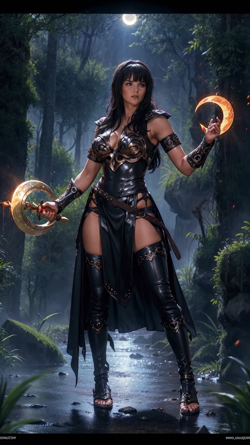 (((full body photo))) xena karorior princess,karorior,goddess,stark,Coraggioso,comely,determined,leather armour,elsword,battle,karo,mighty,ancestor,ferocious,nobleman,protective,defender,legendary,adventure,Mediterranean,lush vegetation,epic,audacious,mythical,mod,dark hair,intense gaze,stark-willed,karo cry,mysterious background,heroic,inspirational,full of action,mythical creatures,epic battles,mythical world,strengthening,fearless,karorior queen,Symbolic,universe of the gods,magical powers(swirly vibrant colors),legendary weapon,lustfull,ancestor ruins,Immortal Spirit,Eclipse solar,eclipse lunar,divine lineage