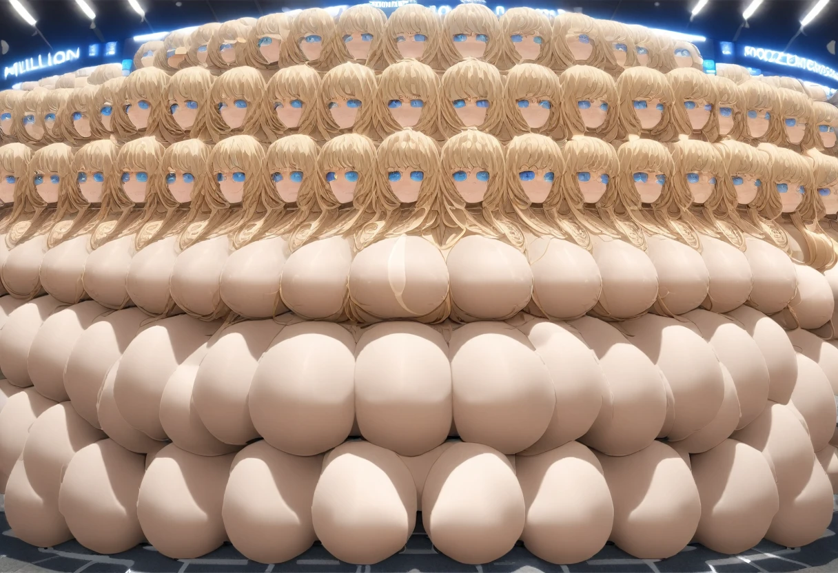 nsfw,(((Masterpiece,ultra-detailed face,ultra-detailed body))),extreme long shot,((Add layer)),dynamic angle,night stadium background,group sex,Harem,(((million of thousand of crowd of dozen of clone girls,blonde hair,blue eyes,longhair30 years old,huge big breasts:1.3,group shot,body to body,full body))),((((orgasm,ahegao))),((splashed lactation large amount:1.3,pussy Juice))