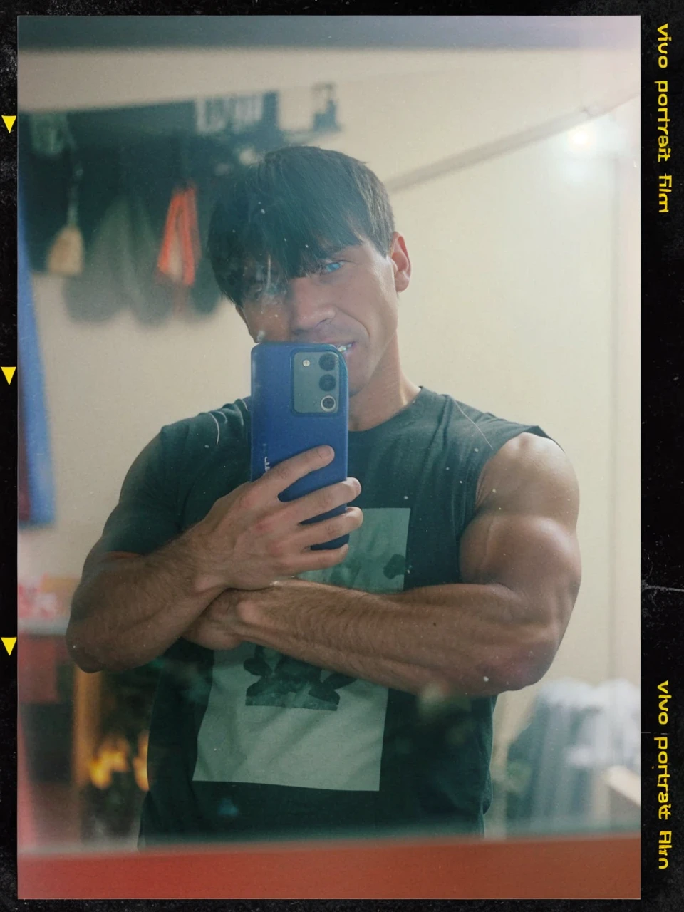 Muscular arms but don't change my face, just my arms