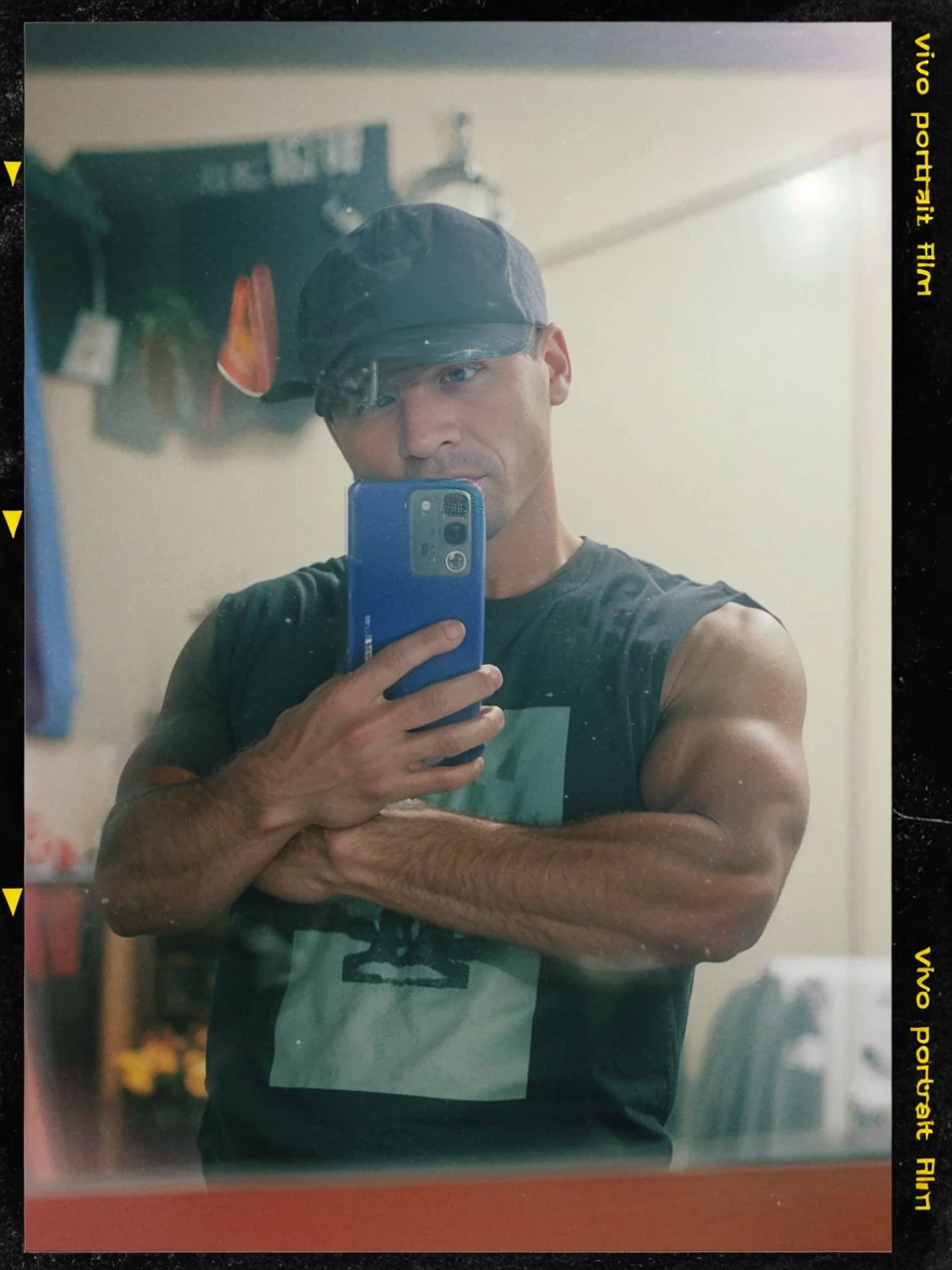 Muscular arms but don't change my face, just my arms