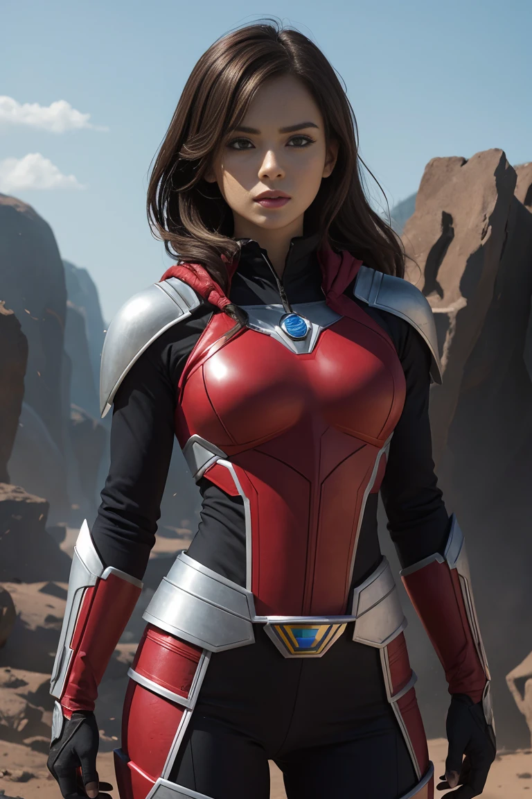 Do Scarlet Johnson. She is wearing power ranger armor. Without the helmet.