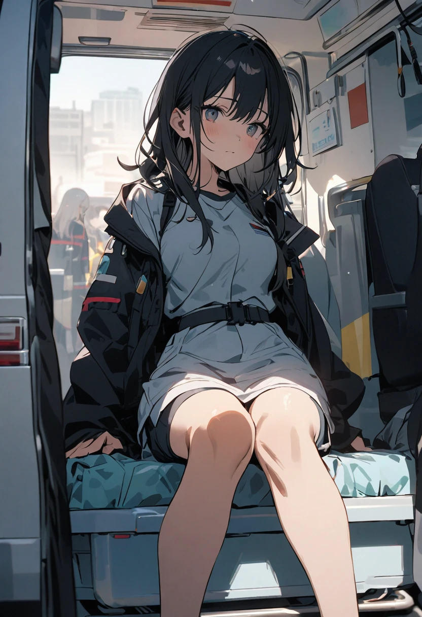 (((Perfect photo))), One Girl, alone, , Azusa Nakano, , Jacket, View your audience, smile、((濡れたBetween the legs)), SFW with hidden breasts, Big ample breasts!, SFW Big, Beautiful and seductive anime woman, Big ample breasts!!, Bust ratio adopted, Highest quality, Official Art, Best Anatomy, ((Super shiny bike shorts,:1.5))、Glowing Skin、Cowboy Shot, (From belowの超クローズアップ)、(((From below、Between the legs,Focus the chest, stomach and between the legs in the center of the screen.:1.8)))、Ultra gloss body paint、(((Sleep on your back in a spaceship)))