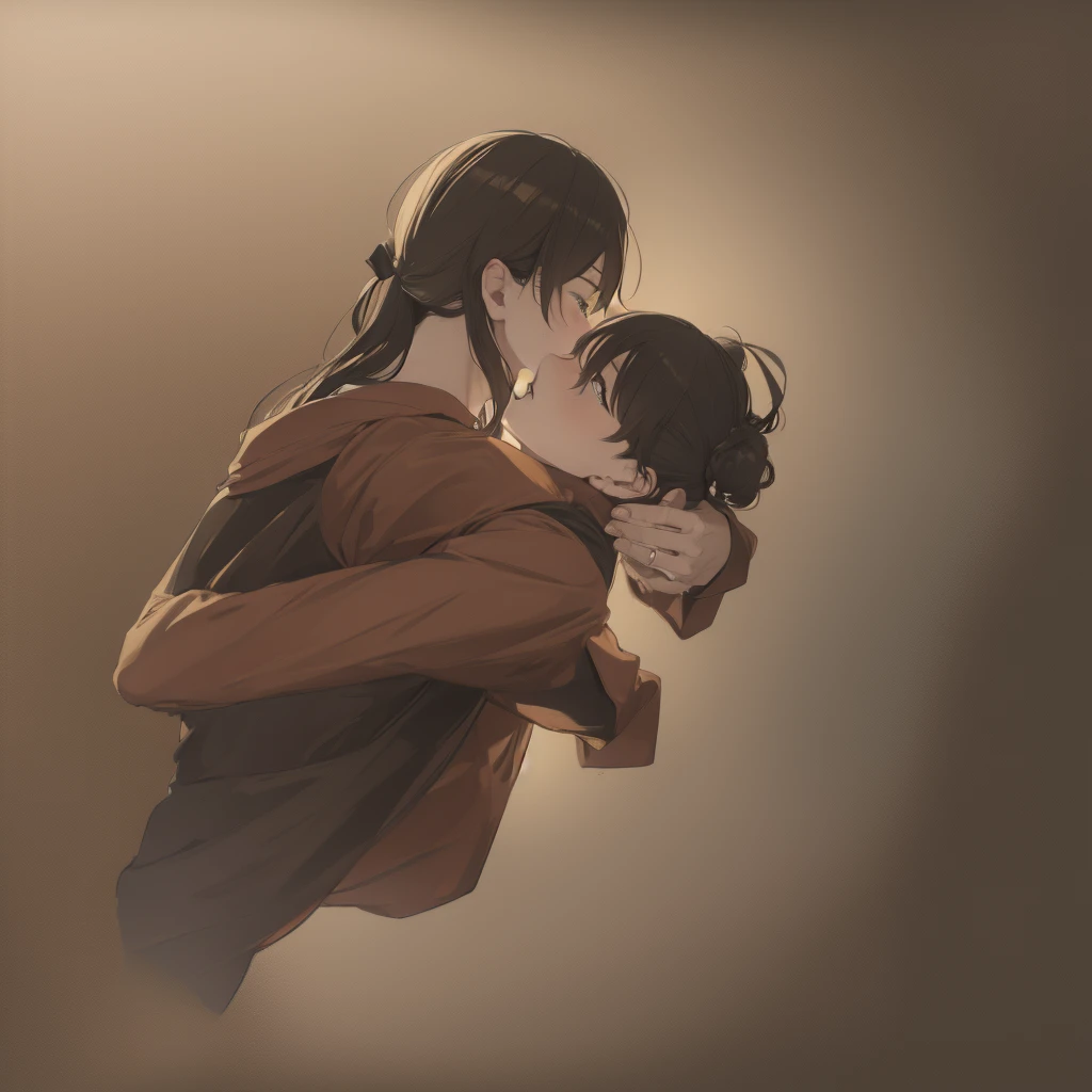 A boy sitting on his teacher's lap facing each other