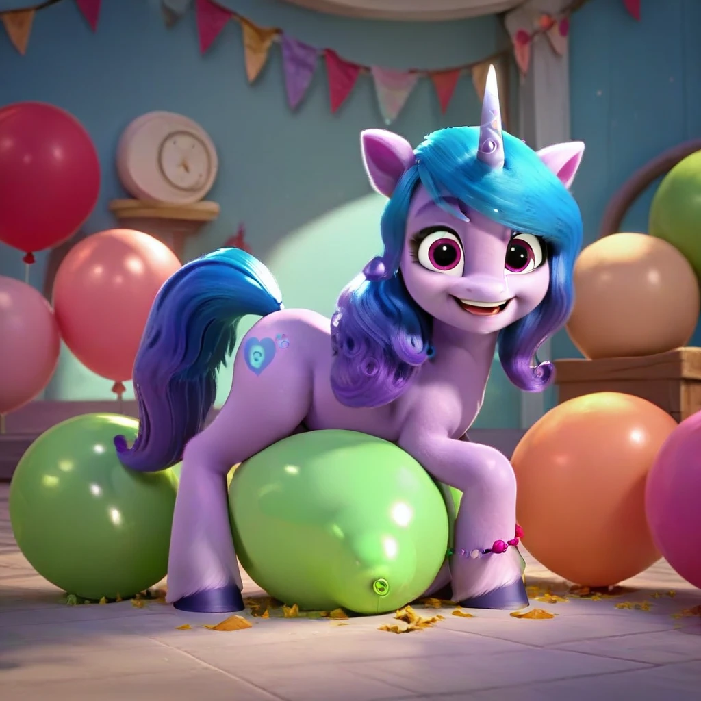 score_9, score_8_up, score_7_up, score_6_up, score_5_up, score_4_up,
female, Izzy Moonbow, solo, looner, nonpop, balloon nonpop, detailed background, party, selfie, fanservice, plot, balloon fetish, balloon support, 3d, hd, 4k, solo,
safe, rating safe,
spread legs, plot, blowing up balloons, balloon blowing, wide hips, arched back, overinflated balloon, tight balloon, necked balloon, translucent balloon, white star print on balloon, balloon inflation, bouncing, squeaking, noisy, loud,
My Little Pony: Make Your Mark, My Little Pony: A New Generation, cinematic, dynamic angle, depth of field, bloom, subsurface scattering