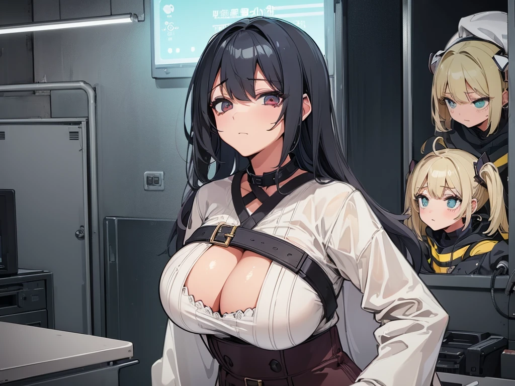 (Big Breasts)、curvy、(((((1 girl)))))、High-pressure poses、Dark basement、older sister、((owncast eyes))、Unhappy expression