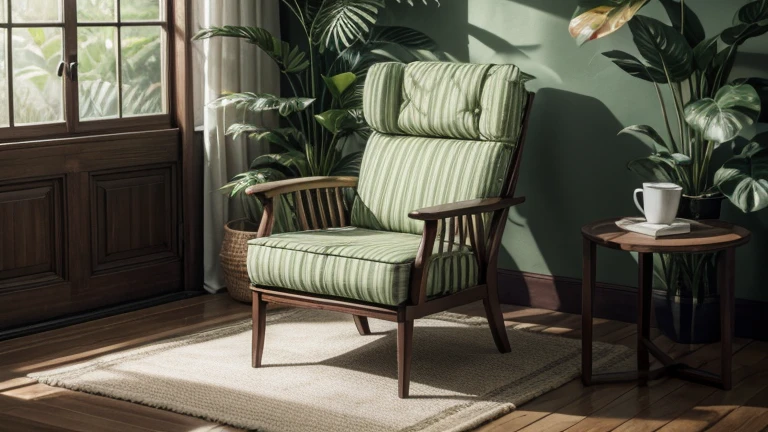 keep the reading armchair idea, insert coffee, generate an image that resembles the vegetation of Brazil