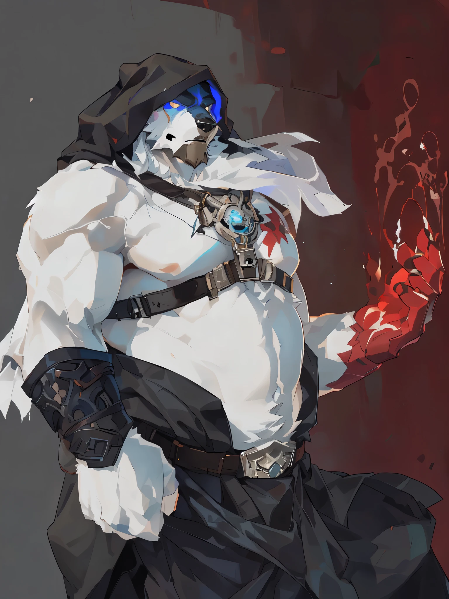 8k, (by null-ghost, by racoon 21), male polar bear, polar bear viking, guilty gear art style, elric of melnibone, muscular male undead cyborg, darksiders style, darksiders art style, beautiful male god of death, he-man with a dark manner, the reaper as a scary, king of time reaper, cultist, reaper from overwatch 