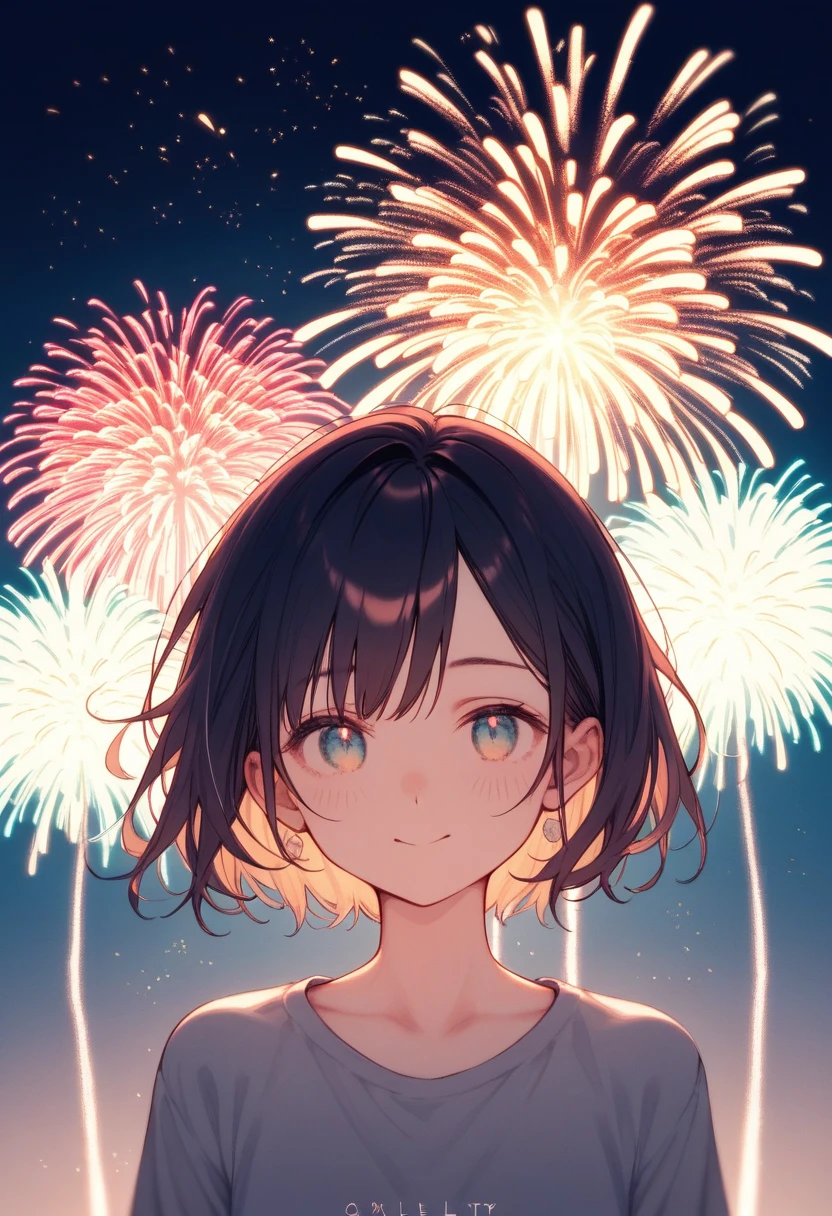 masterpiece, Highest quality, Cat, One girl, nude,Beautiful Eyes,Fireworks Festival,whole body,Are standing