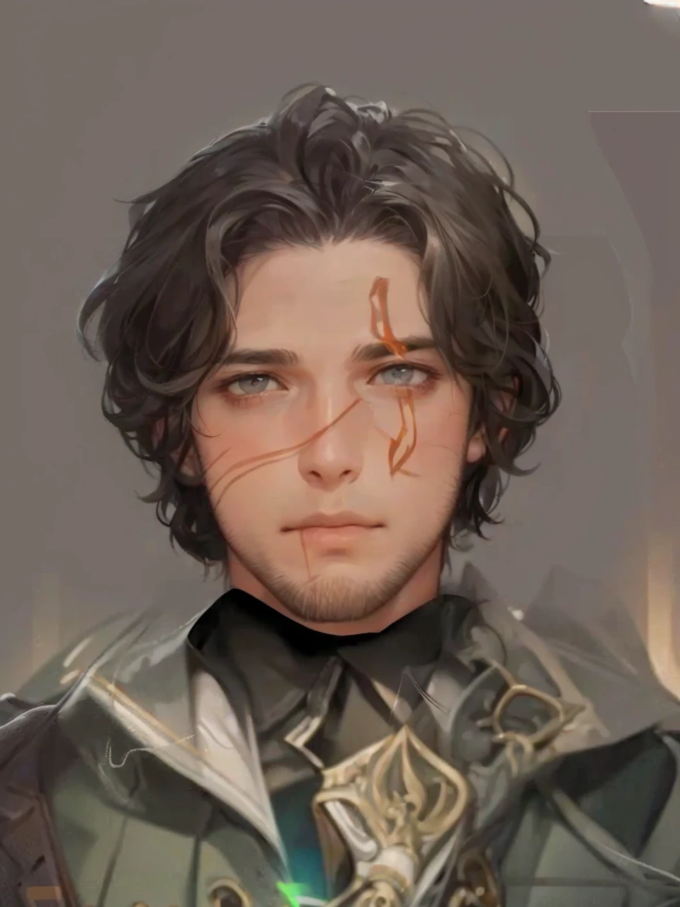 (best quality, masterpiece, 8K, photorealistic, cinematic lighting, hdr image, ultra detailed, beautiful image), 1 man, mature, very handsome, serious expression, short black hair, black eyes, arranging suit