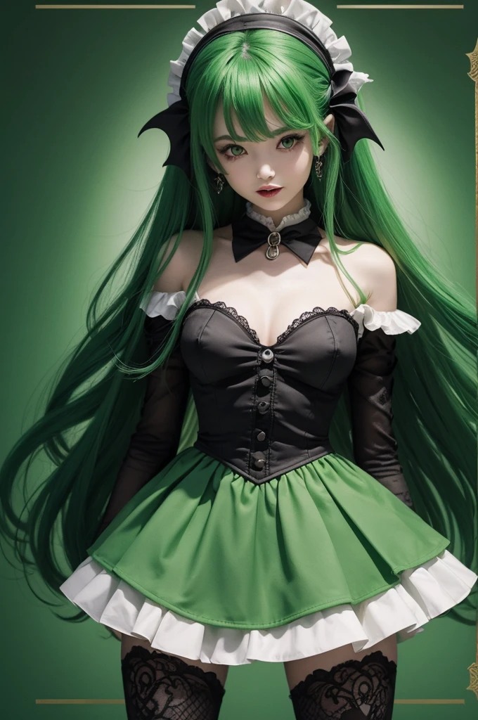 Cute green vampire card