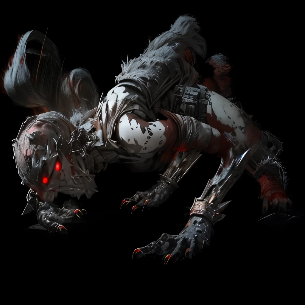 fantasy art 8k,masterpiece,best quality, trending on artstation,calm,quiet,Best quality,controls all the zombies,red bright eyes zombies,apocalypse zombie,running zombies,nice detailed hands,nice detailed face,nice detailed body,perfect art, wearing black-and-red, mummy-like tattered robe adorned with ancient markings, face is obscured (glowing red eyes), high detail, dramatic,realistic painting art ,lurid,red aura,canine head,dog head,iron head