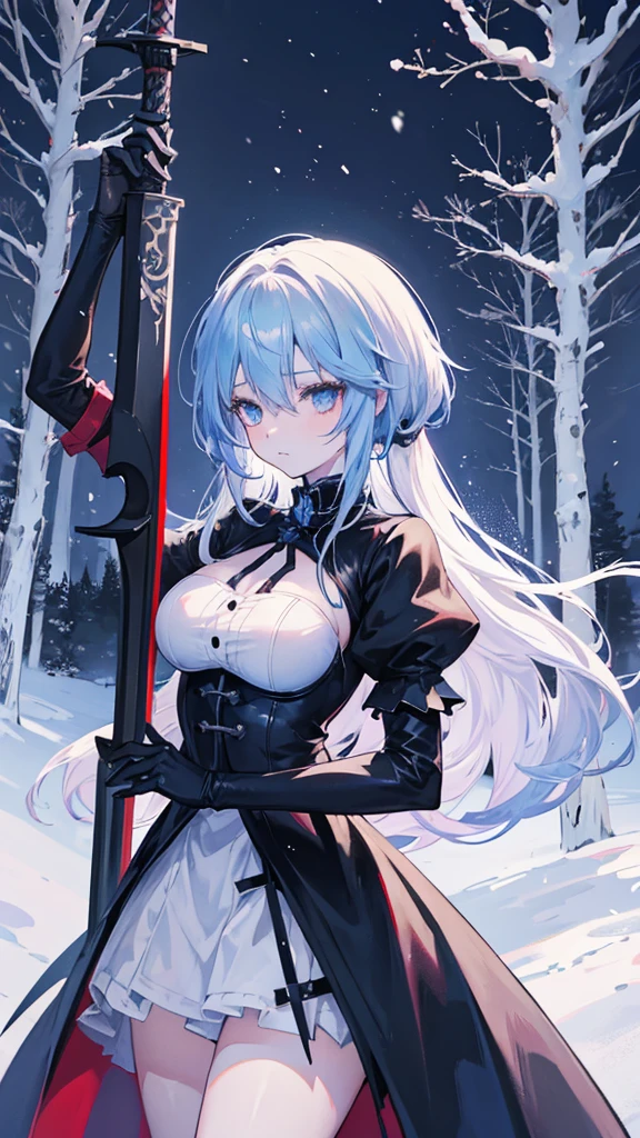 Anime girl with a sword in a snowy forest, Nightcore, Gothic Maiden Anime Girl, from East, Fate-like anime style/Stay Night, 2b, 2b ..., rimuru tempest, Gap Moe Yandere Grimdark, East character, Anime Art, East project, East, Spectacular anime style, Anime Wallpaper
