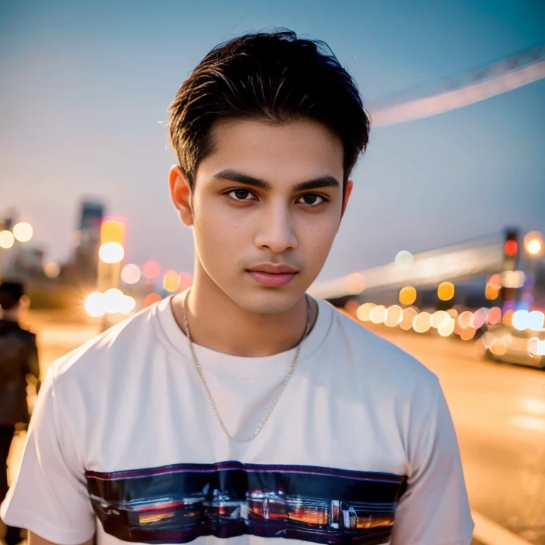 Aarav looks at the camera, perfect has a round face, A well-maintained model., handsome face,Close-up of a man wearing a black leather jacket., Southeast Asians with round faces, 3-D profile picture, 8K, 45,000,000 pixcls, realistic light colors