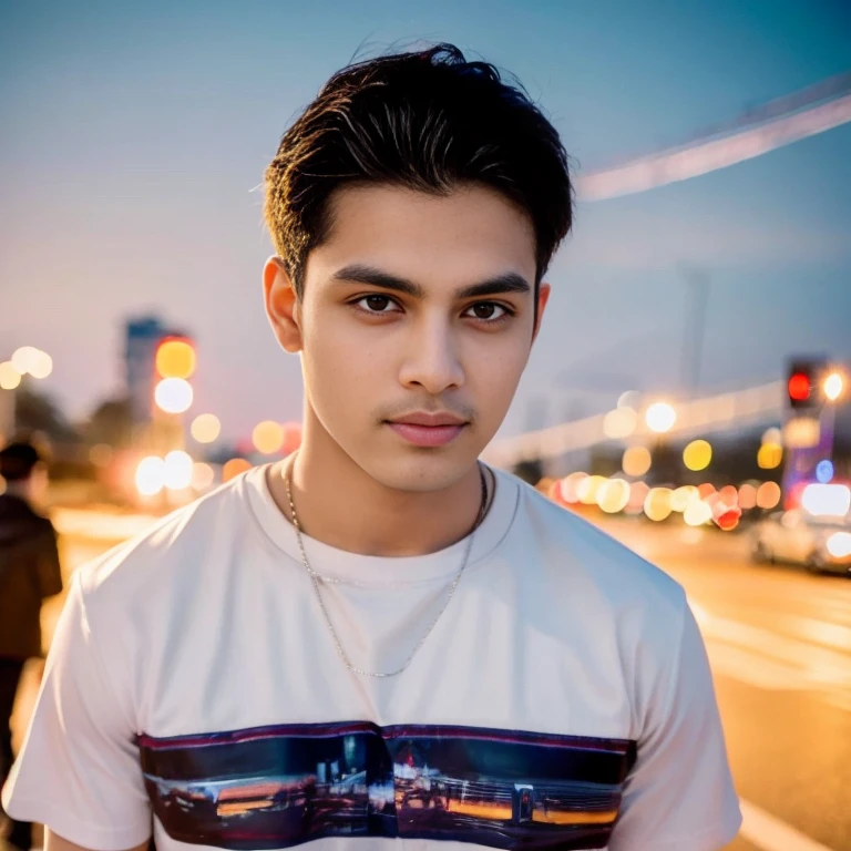 Aarav looks at the camera, perfect has a round face, A well-maintained model., handsome face,Close-up of a man wearing a black leather jacket., Southeast Asians with round faces, 3-D profile picture, 8K, 45,000,000 pixcls, realistic light colors