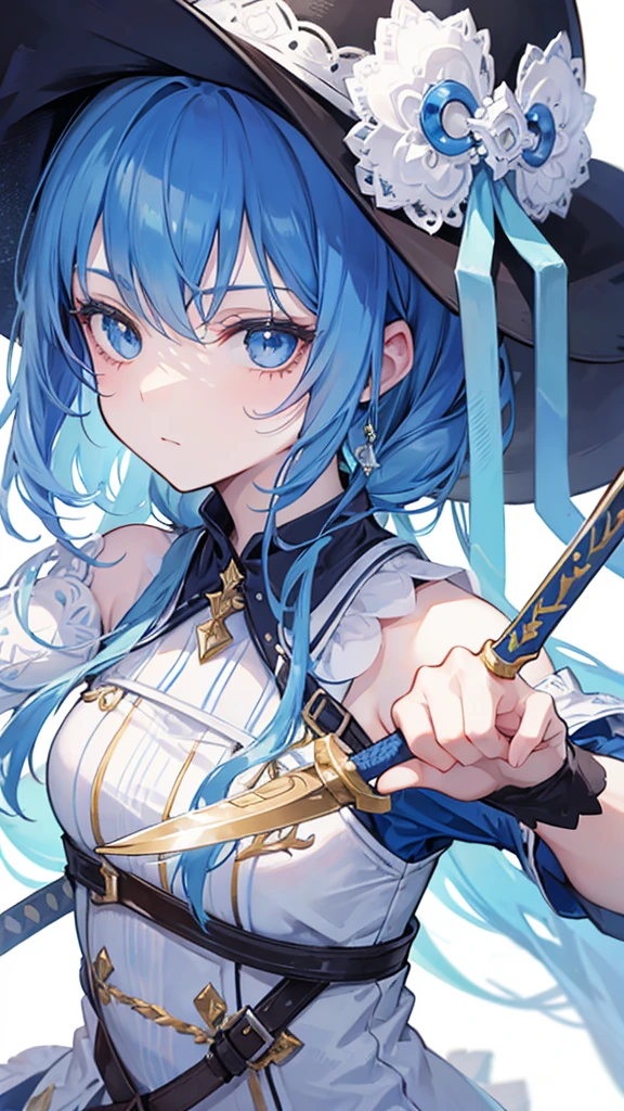 Close-up of a person with a hat and sword, from Girls' Frontline, Discord pfp, From Arknights, Kantai Collection Style, Detailed Anime Character Art, trigger anime art style, On pixiv, Girls' Frontline style, Mischievous grin, by Kamaguruka, everyone, As a great monster hunter, Fine details. Girls' Frontline