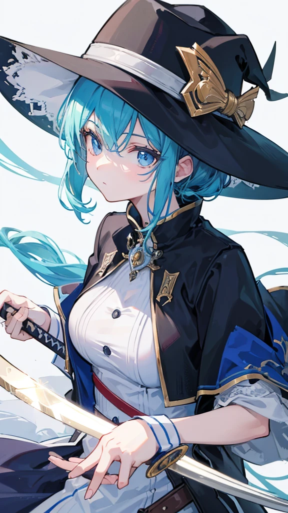 Close-up of a person with a hat and sword, from Girls' Frontline, Discord pfp, From Arknights, Kantai Collection Style, Detailed Anime Character Art, trigger anime art style, On pixiv, Girls' Frontline style, Mischievous grin, by Kamaguruka, everyone, As a great monster hunter, Fine details. Girls' Frontline