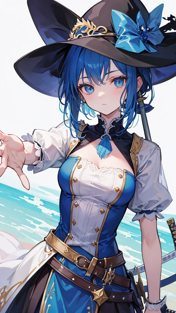 Close-up of a person with a hat and sword, from Girls&#39; Frontline, Discord pfp, From Arknights, Kantai Collection Style, Detailed Anime Character Art, trigger anime art style, On pixiv, Girls&#39; Frontline style, Mischievous grin, by Kamaguruka, everyone, As a great monster hunter, Fine details. Girls&#39; Frontline