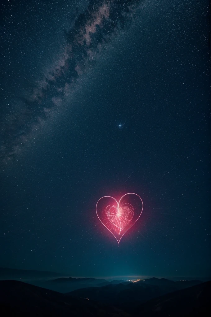 Image of a heart in the night sky with a short love poem
