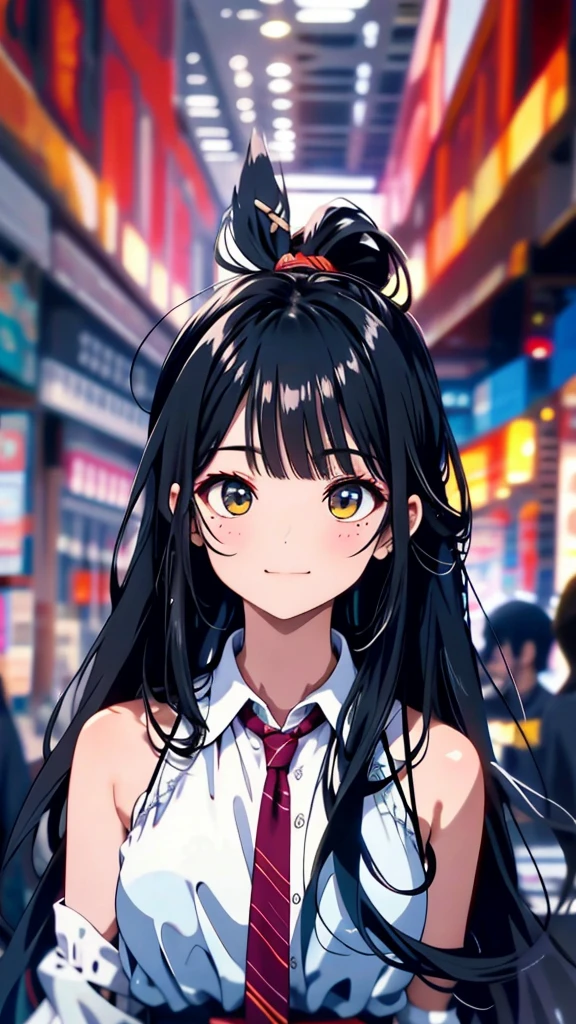 Black Hair, bangs, curtained hair, crossed bangs, Long Hair, Messy Hair, ponytail, とてもLong Hair, Black Hair, bangs, curtained hair, crossed bangs, Long Hair, Messy Hair, ponytail, とてもLong Hair, Big Hair, (()), Hair Ears, Tying up hair, Hair flap, widow peak, headgear, Hair Ribbon, Hairpin, Hair Pod, 白いHair Ribbon, Mole under the eye, Raise your eyebrows, eyeball, Wicked Smile, crazy, shy, Frowning, Juru, dark (Performance), Captivating smile, Anime Big Tits, Minimalism, Anime Style, Anime Big Tits, Minimalism, Anime Style, viewing angle, ((Photograph the whole body)), Hyper HD, retina, masterpiece, Accurate, Textured skin, Super detailed, high quality, Attention to detail, Awards, 最high quality, High resolution, 16K, Hyper HD, retina, masterpiece, Accurate, Textured skin, Super detailed, high quality, Attention to detail, Awards, 最high quality, High resolution, 16K((Beautiful yukata))((Old cityscape background))