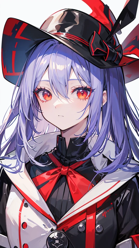 Close-up portrait of a person in uniform and hat, Lucky Winner, portrait Gap Moe Yandere Grimdark, Gap Moe Yandere Grimdark, 2b, 2b ..., from Arknights, Alucard, Arknights, vampire, Detailed Anime Character Art, 1 7 year old anime goth girl, With eyes that glow red, 2D Anime Style
