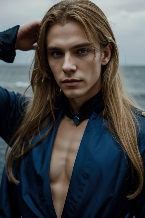 Lestat is a blonde man the vampire with blue horizon 