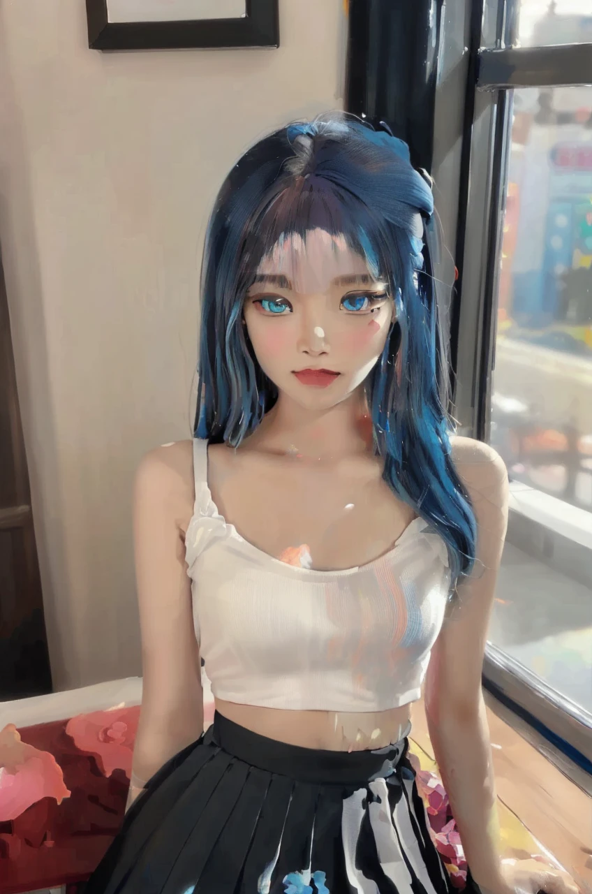 8K, Top Quality, Intricate Details, Ultra Detail, Ultra High Resolution, Masterpiece, close up shot, (full body: 1.1), (()), Slender, Smile, (Makeup: 0.4), ), (Fluffy Eyes: 1.21), ((((kickboxing, kick boxing)))), 1girl, solo, 1 girl, ((blue hair, long hair, bangs,, , blue eyes,)), close up shot, , ((tall)), (((fit body))), (((slim face))), sharp face, ((, naked )) , (detailed face), sharp face, small lips, ((kickboxing, kick boxing)),
 ((,  )), , ((,)), detailed face, detailed breast, detailed hands , detailed fingers, ((large breast, huge breast)), detail ass, Narrow Waist, Skinny, slim tall , 195 cm tall, Muscular, Navel, Exposed Abdomen, Pointed Chest,, Beautiful girl with accentuated slender abs: 1.4, Six Pack Abs: 1.4, Bust Botox, Big, Perfect Body, detail leg, (( dark background)), black background,