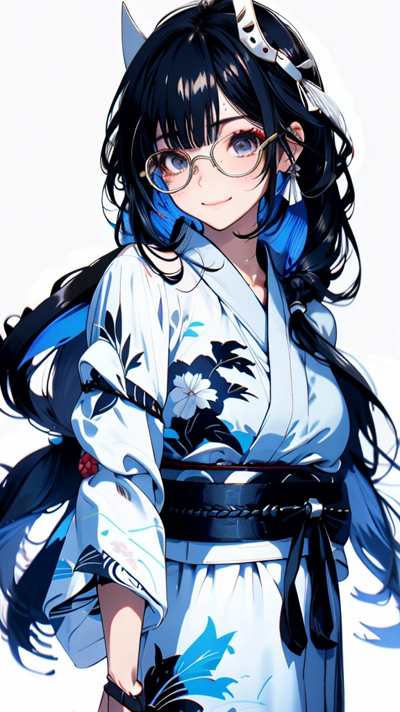Black Hair, bangs, curtained hair, crossed bangs, Long Hair, Messy Hair, ponytail, とてもLong Hair, Black Hair, bangs, curtained hair, crossed bangs, Long Hair, Messy Hair, ponytail, とてもLong Hair, Big Hair, ((Glasses)), Hair Ears, Tying up hair, Hair flap, widow peak, headgear, Hair Ribbon, Hairpin, Hair Pod, 白いHair Ribbon, Mole under the eye, Raise your eyebrows, eyeball, Wicked Smile, crazy, shy, Frowning, Juru, dark (Performance), Captivating smile, Anime Big Tits, Minimalism, Anime Style, Anime Big Tits, Minimalism, Anime Style, viewing angle, ((Photograph the whole body)), Hyper HD, retina, masterpiece, Accurate, Textured skin, Super detailed, high quality, Attention to detail, Awards, 最high quality, High resolution, 16K, Hyper HD, retina, masterpiece, Accurate, Textured skin, Super detailed, high quality, Attention to detail, Awards, 最high quality, High resolution, 16K(((White yukata)))((Old cityscape background))
