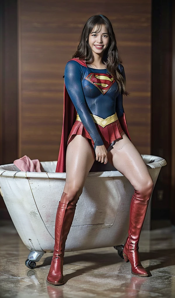 No background、(((Sweating profusely))).(((Beautiful legs in black tights.)))、(((Legally express the beauty of your smile)))、((((Make the most of your original images)))、(((体にぴったりフィットするSupergirl Costume)))、(((Supergirl Costume)))、(((short and beautiful hair)))、(((suffering)))、(((Please wear black tights....、Wear red boots)))、((Best image quality、8K))、((Highest quality、8K、masterpiece:1.3))、(((Preserve background )))、Sharp focus:1.2、Beautiful woman with perfect figure:1.4、Slim Abs:1.2、Wet body:1.5、Highly detailed face and skin texture、8K