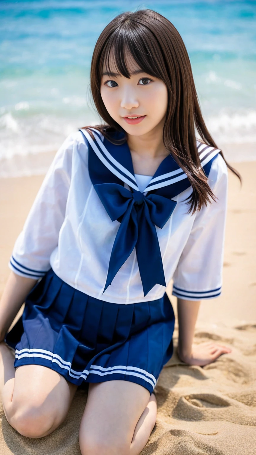 8K、RAW Photos、Highest quality、Japanese Model、Young and sexy gravure idol、Young and cute gravure idol、リアルなYoung Gravure Idol、Real fleshy gravure idol、Young Gravure Idol、A sophisticated gravure idol、Young and thin gravure idol、The most beautiful Asian girls of all time、Sailor suit、mini skirt、Beach,Blur the background