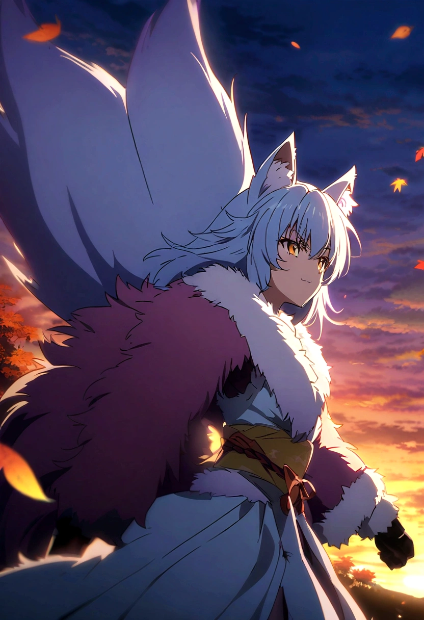 fox Light blue hair beast girl indigo fur fox beast girl fox Light blue hair beast girl indigo fur fox beast girl Sesshomaru, Yellow eyes, Anime, Perfect face, Perfect Lighting, Outdoors, Warm colors, Dark purple sky, Autumn sunset, \(inuyasha\), Bearing Claw, Ready to fightPerfect Lighting, Outdoors, Warm colors, Dark purple sky, Autumn sunset, fox Light blue hair beast girl indigo fur fox beast girl