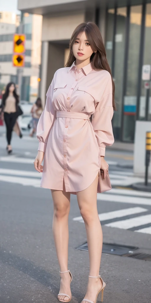 mix4, 20d, solo, long_hair, shirt, dress, high_heels,full_body, look_at_viewer, (8k, RAW photo, best quality, masterpiece:1.2), (realistic, photo-realistic:1.37), professional lighting, photon mapping, radiosity, physically-based rendering,