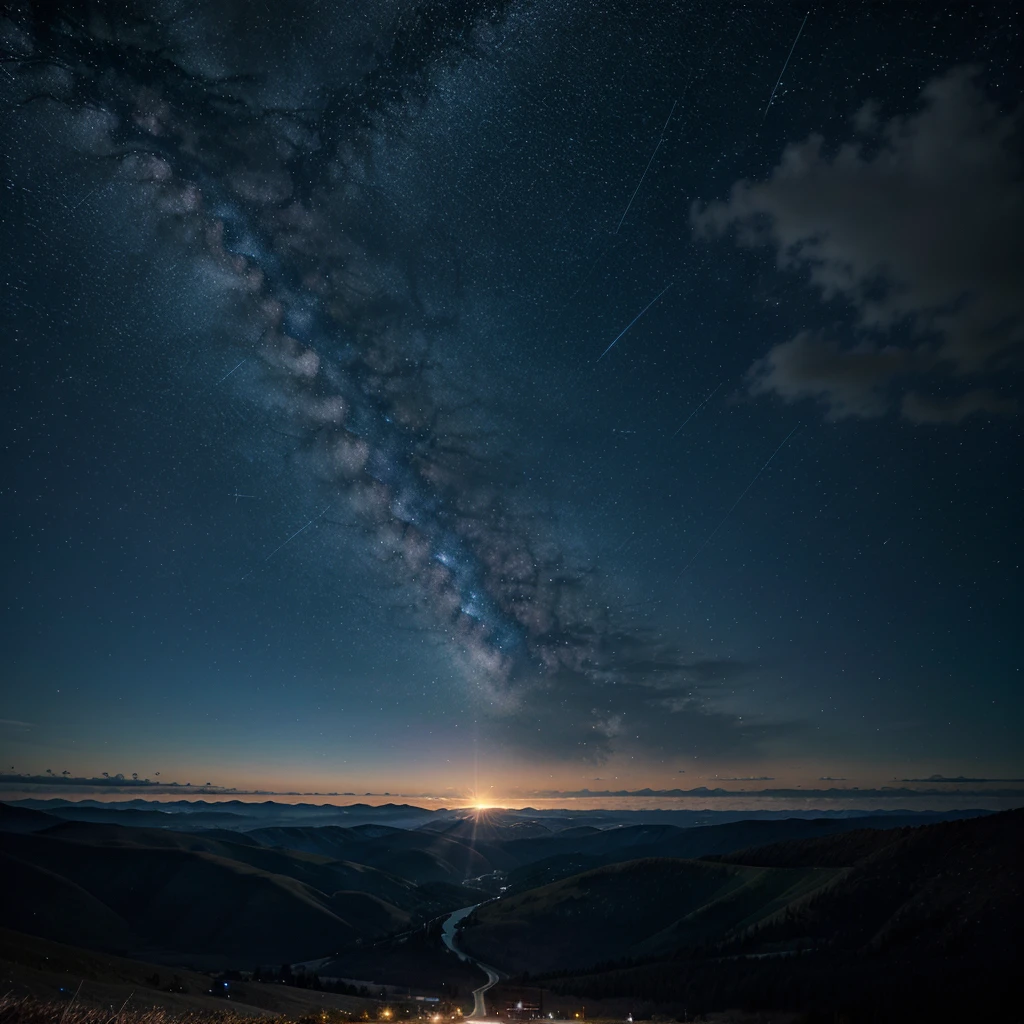 Create an image of a landscape with a starry sky for your wallpaper
