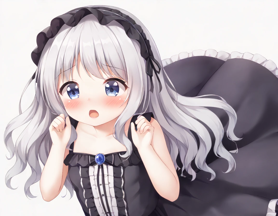 Cute beautiful girl、Look Up、Look up、Embarrassing blush、Screaming and crying、Gothic ta Lingerie、Wavy Hair
