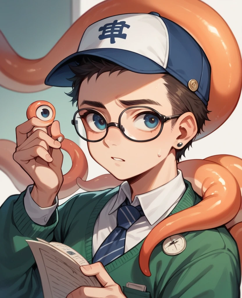 A politician with the head of an orange octopus