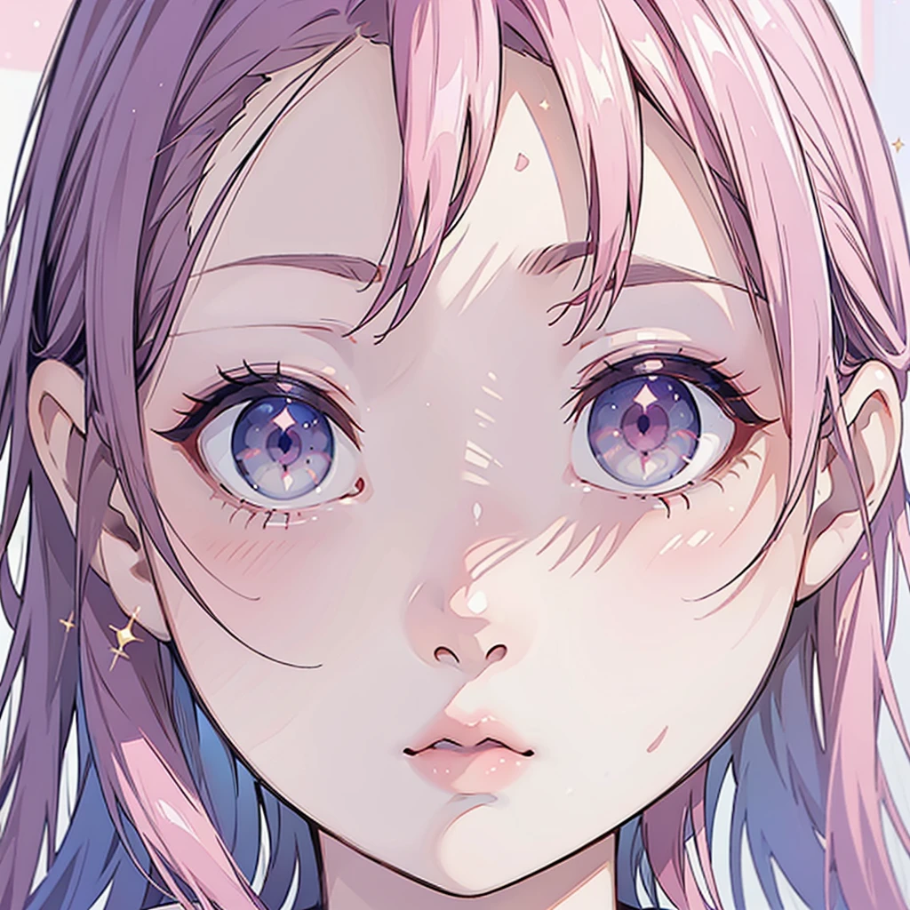 beautiful detailed woman, neckline, pink and blue hair, big eyes, extremely eyes, kawaii makeup, tender, magic effects with sparkles, all pink, pink effects, detailed face. sucking a candy. detailed, seductive well-defined face, vivid colors, detailed skin (best quality, 4k, 8k, high resolution, masterpiece: 1.2), ultra detailed. (realistic, photorealistic, photorealistic: 1.37), photo portrait, colorful eyes. Pink eyes, cute makeup. cute stickers. tender girl