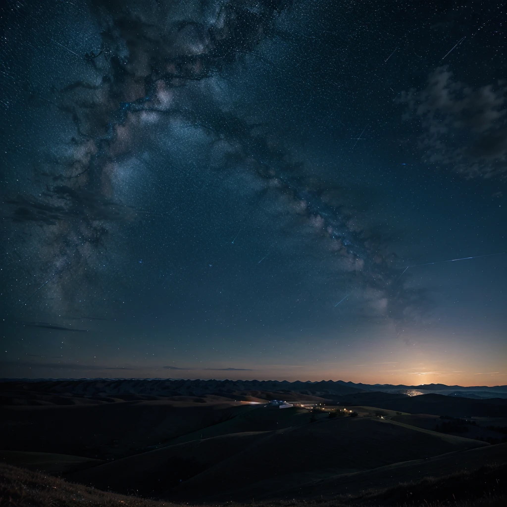 Create an image of a landscape with a starry sky for your wallpaper