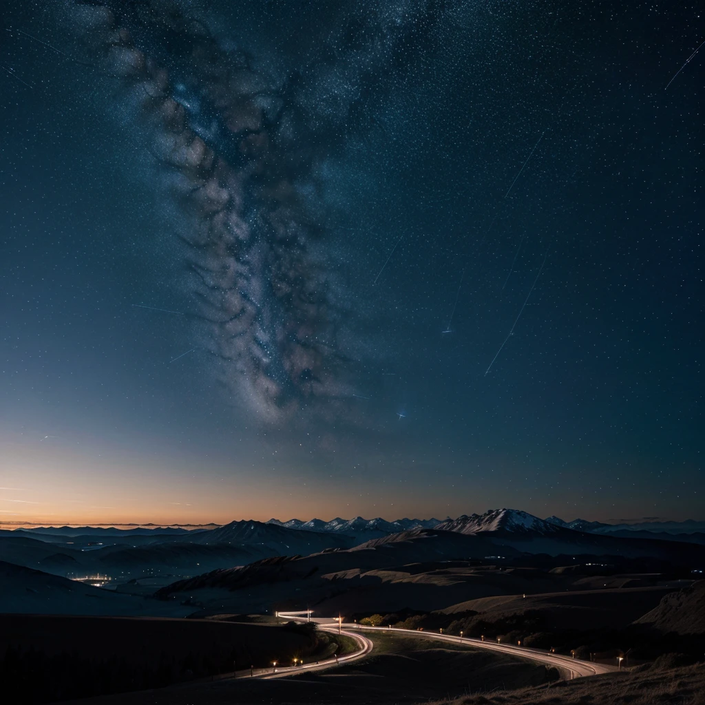 Create an image of a landscape with a starry sky for your wallpaper