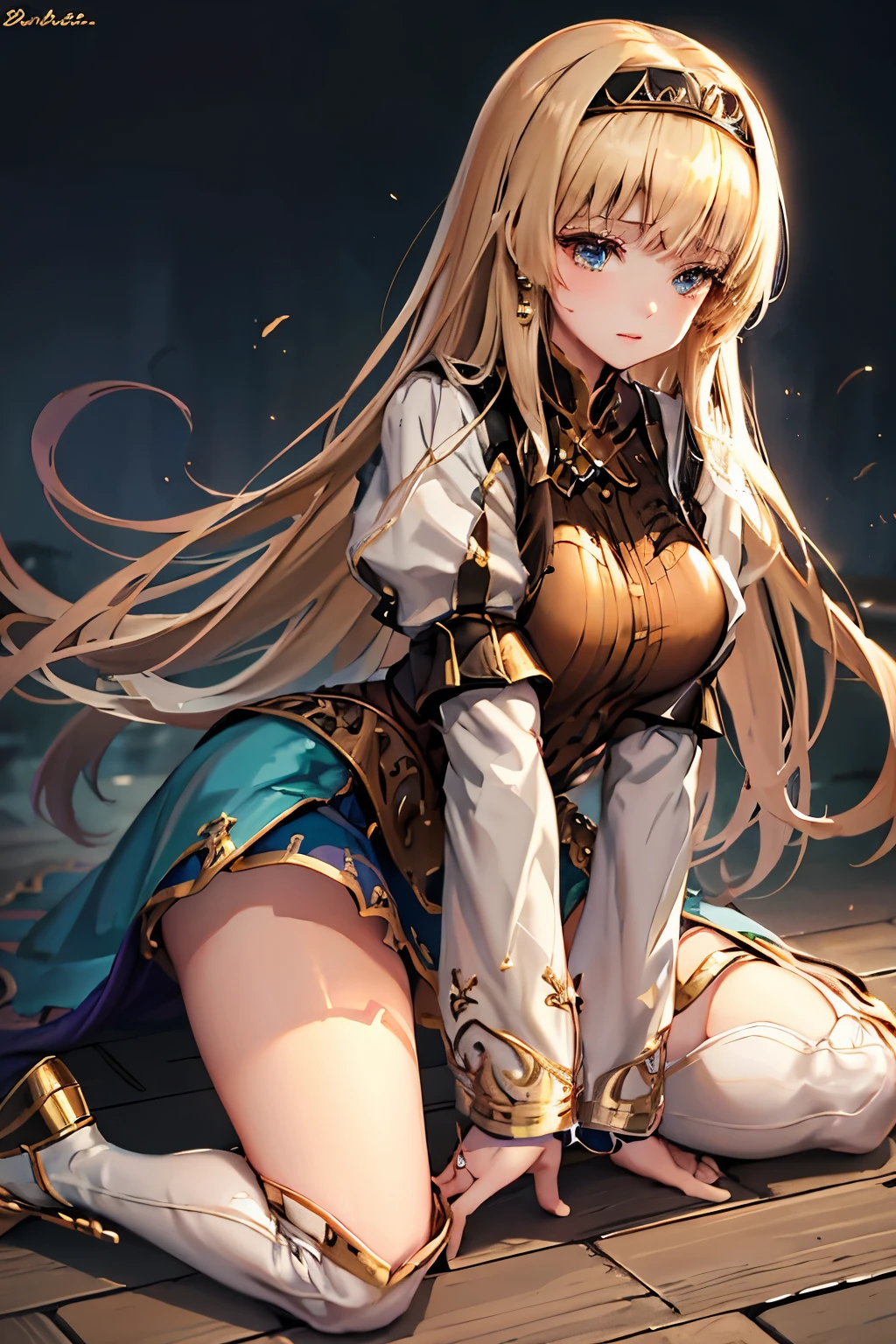 （（（ＳＦＷ、sound、Highest quality、first-clasasterpiece、Normal body、8K、Detailed face、Ultra-precision、Normal hand、Normal finger、５Finger、Highest）））、beautiful girl、Golden blonde;1.4、slender、low length、thin feet、Alisha、Princess、Valkyrie Profile、Fleeting、blush、Dungeons、Steep slope、Slippery slope、Steep slope、seiza、Legs wide、slide、Skirt flipped up、Pure white pants、I can see your pants