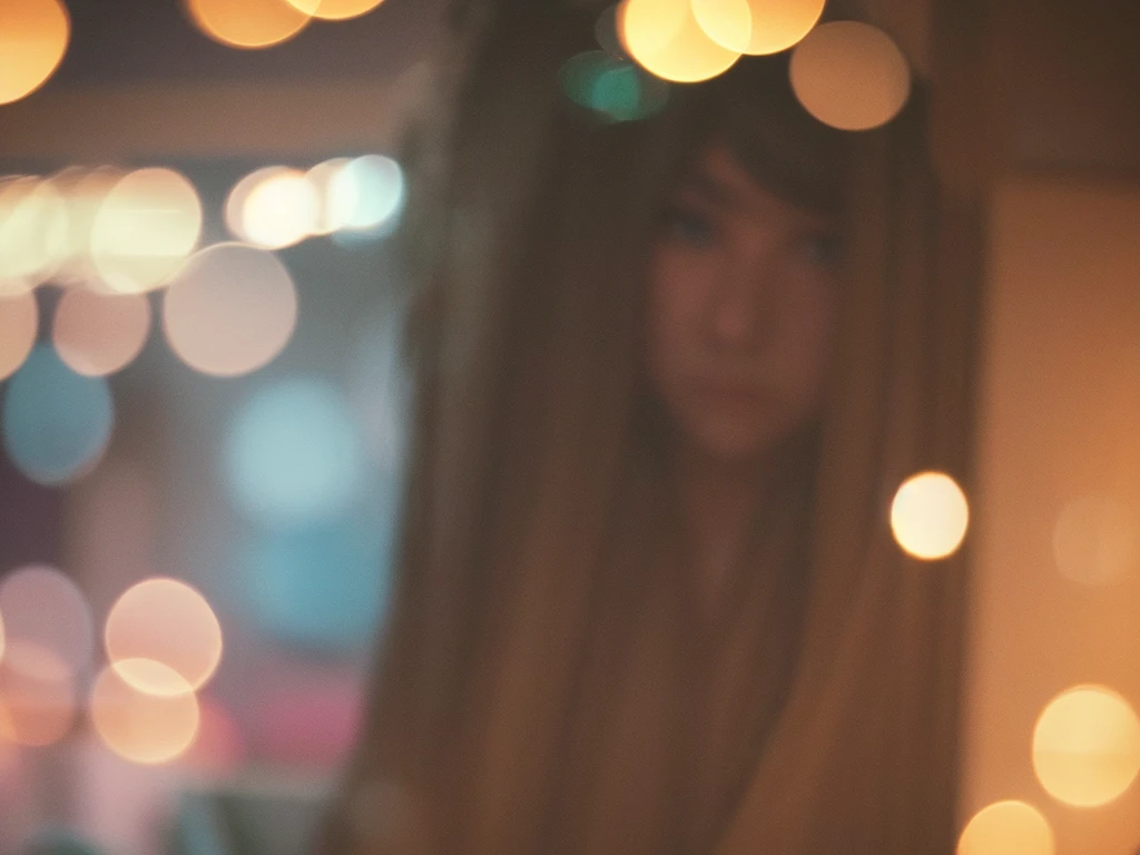 Voyeur , (old color negative film) , (soft focus) , (Bokeh:1.5) , woman , woman's messy room , (Activities of daily living) , underwear , looking away , Change underwear