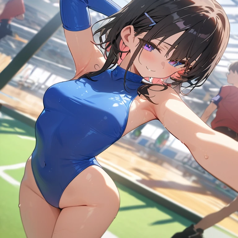 highquality illustration, masterpiece, very delicate and beautiful, attractive girl,(colorful leotard, heattech leotard,tight leotard,long_sleeve leotard,ribbed leotard,high_leg leotard,turtleneck leotard), thin,slender body,slim,gymnastics club,2 girls,gymnastics athlete,bare legs,gymnasium background,beautiful eyes, light smile,(masterpiece, best quality:1.2), highres, extremely detailed CG unity 8k wallpaper, perfect lighting, Colourful, ultra-high res,4K,ultra-detailed, photography, 8K, HDR, 17 ages, naked, see-through clothing, wet clothing, wet body, shy face expression,