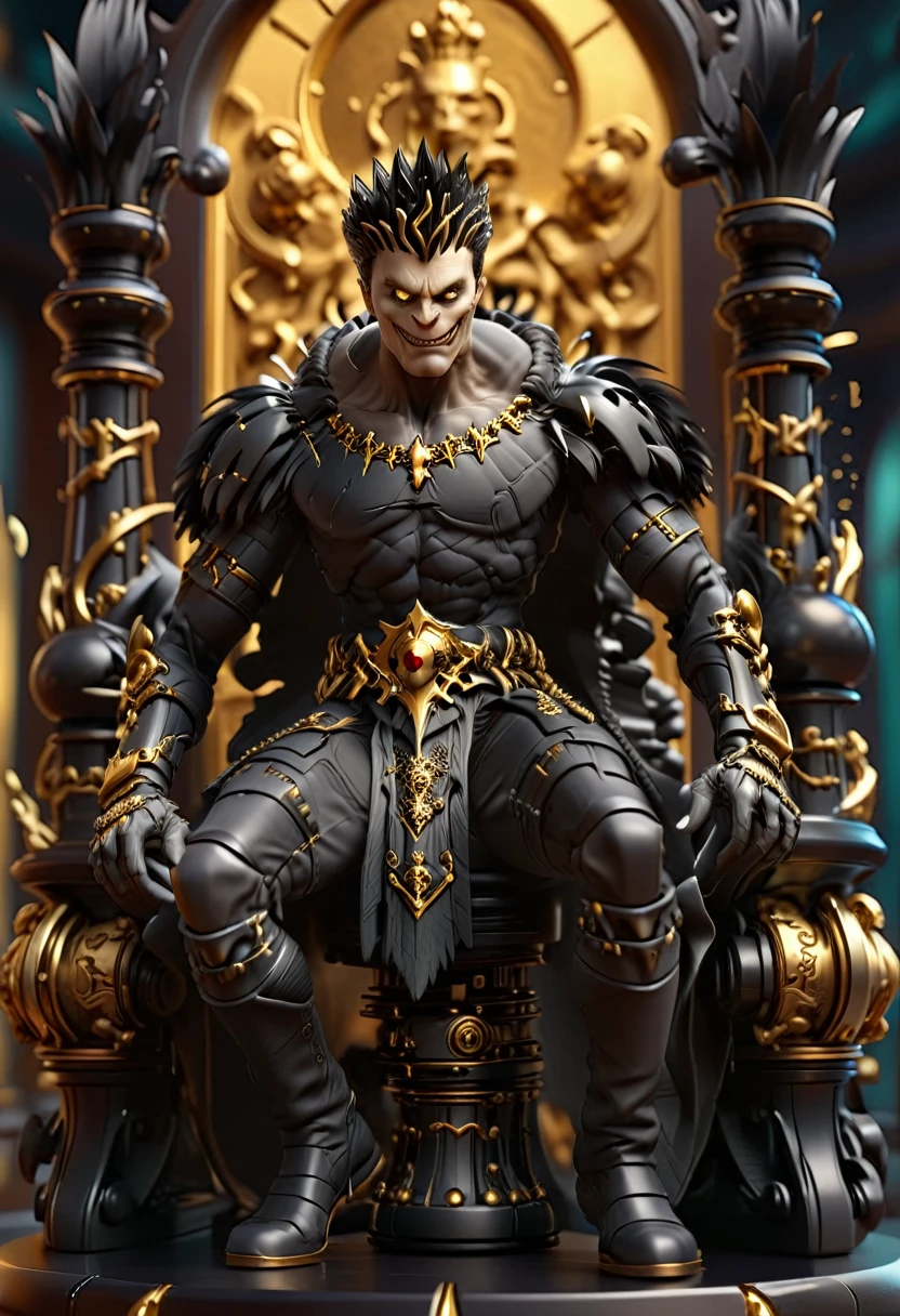 an elegant complex bio mechanical chess king onyx and gold, intricate details, 3d style, cyborg style, Movie Still, Leonardo Style, Macro Realism Style, Macro photography, close-up, hyper detailed, trending on artstation, sharp focus, studio photo, intricate details, highly detailed, 8k