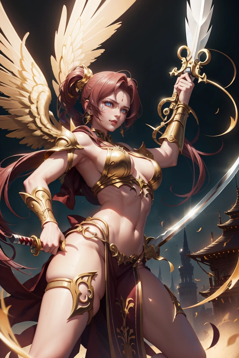 golden swordsman angel, sexly, pose movement