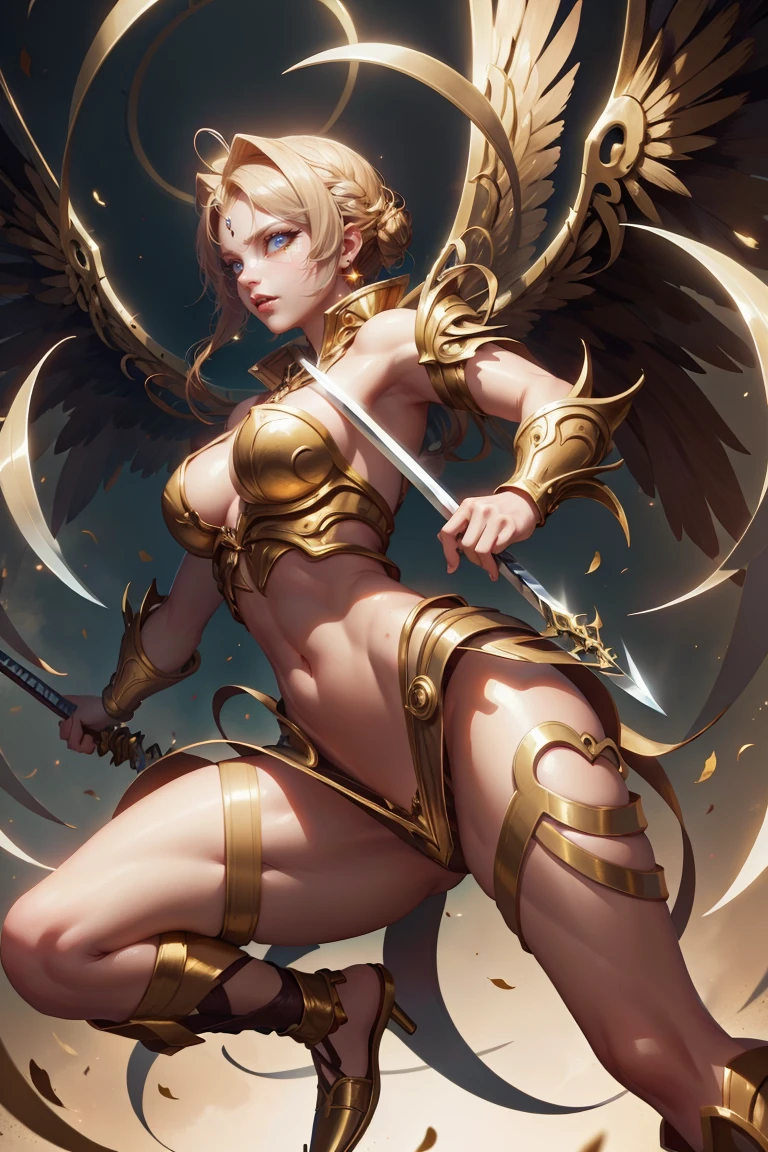 golden swordsman angel, sexly, pose movement